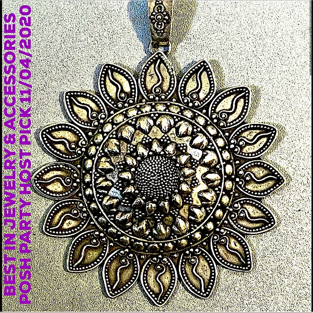 HP💕Vtg Large Artisan Sterling 925 Mandala Pendant